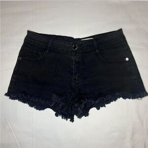 Septum Black Denim Cutoff Shorts